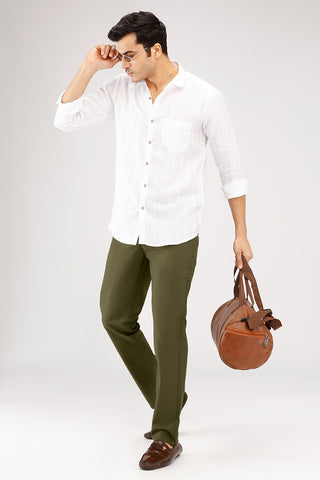 Linen Cotton Pants- Olive