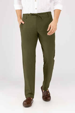 Linen Cotton Pants- Olive