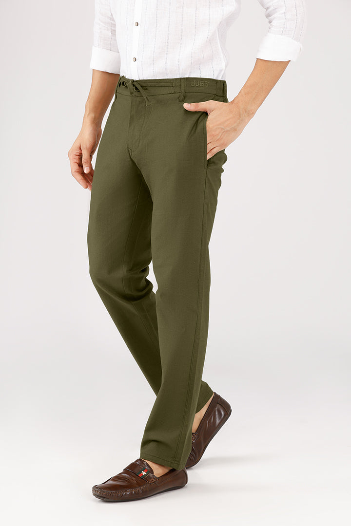 Linen Cotton Pants- Olive