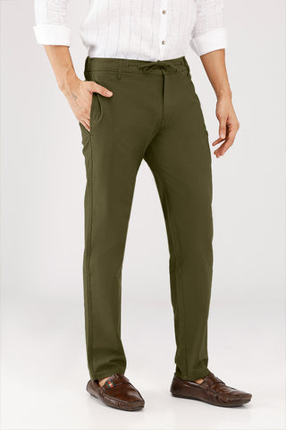 Linen Cotton Pants- Olive