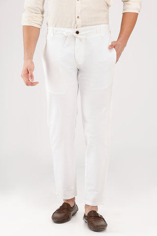 Linen Cotton Pants - White